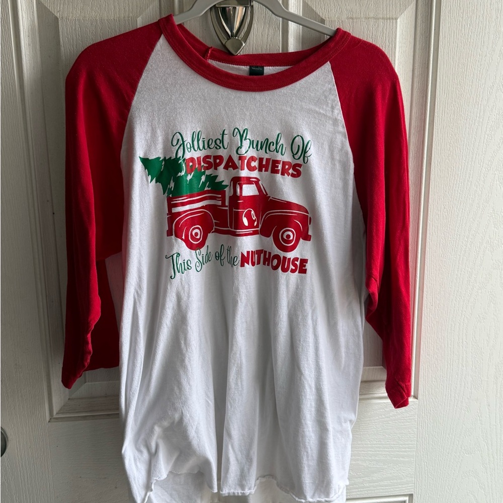 Festive Red and White Women's Raglan Top